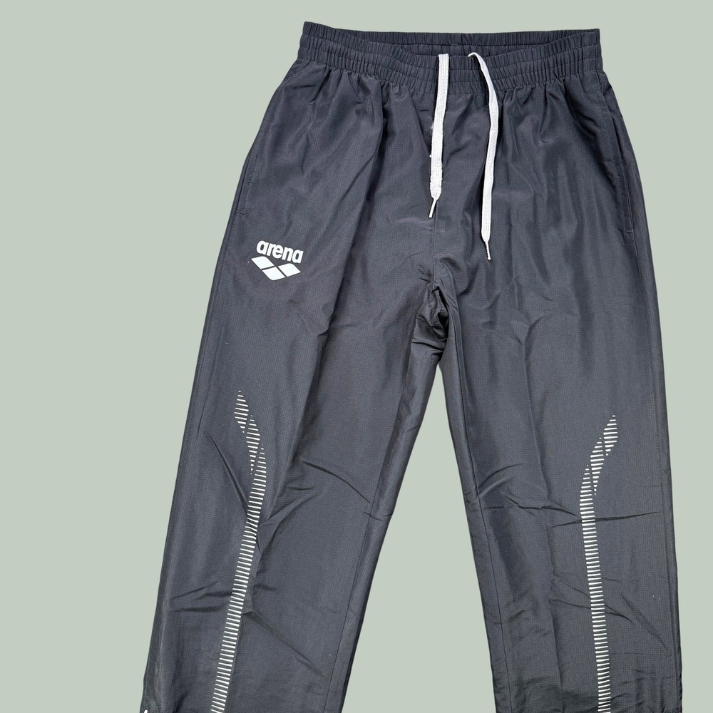 Arena‎ Warm Up Pant Men XS Black Team Line Mesh Lined Athletic Track Swim Jogger